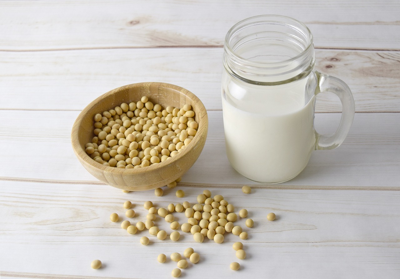 Soy milk and pellets by bigfatcat via Pixabay